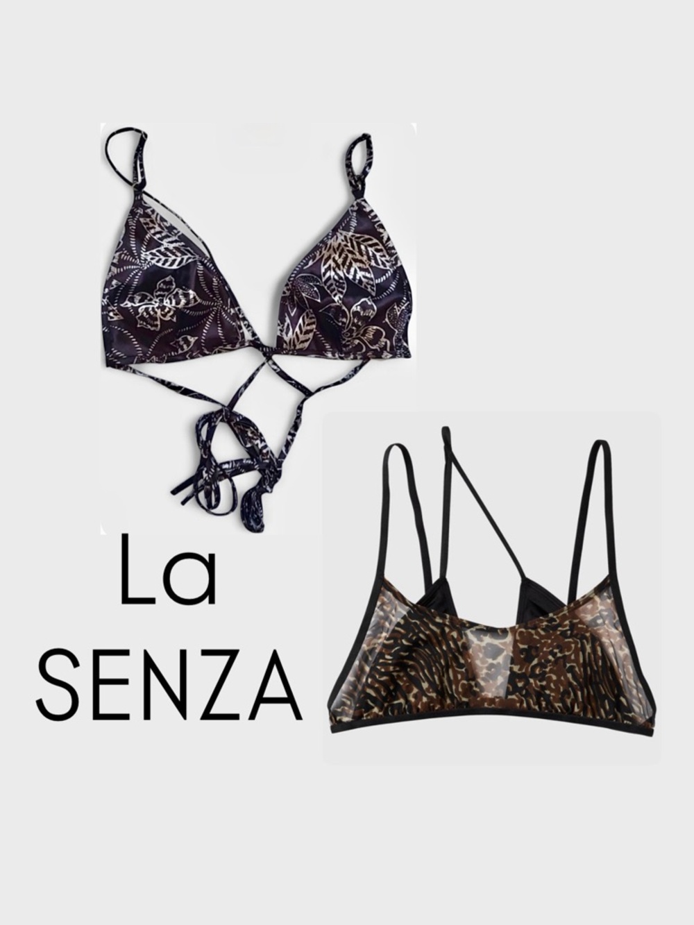 BNWT La Senza Bralettes x2 Satin & Mesh Leopard Animal Print Size Medium